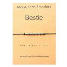 Морзе кодовый браслет из нержавеющей стали бусины на шелковом шнуре вдохновляющий Bestie браслет подарок для женщин