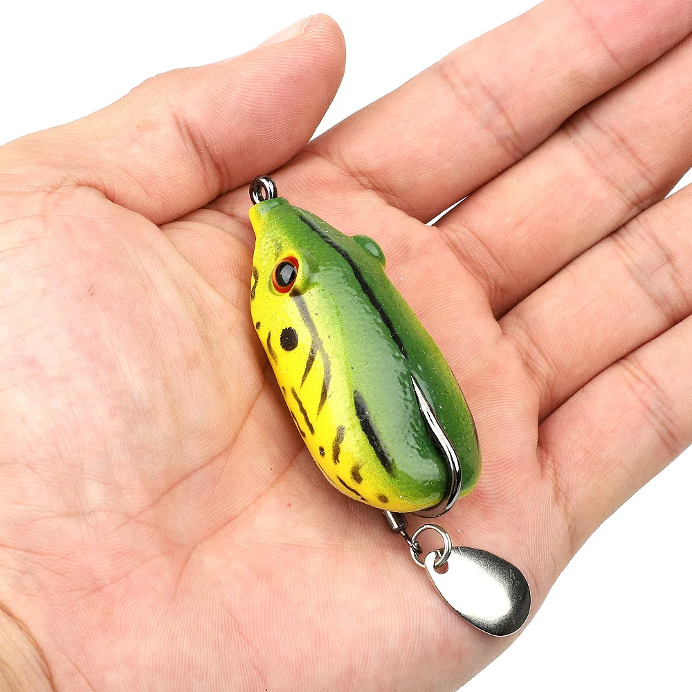 DONQL 1psc 5.5cm 14g Ray frog sequins simulation Luya temptation 5 color top silicone material 3D eye temptation strong bait (6)