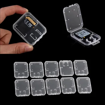 

Hot 10PCS Transparent Memory Card Case Clear Portable Box Storage Plastic Case Holder for Standard SD SDHC TF Whosale&Dropship