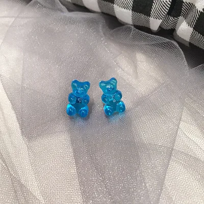 HZ Новинка милая Цветная Акриловая заколка для волос Gummy Bear заколки для волос аксессуары для волос для женщин девочек детей - Цвет: 42 Stud earring