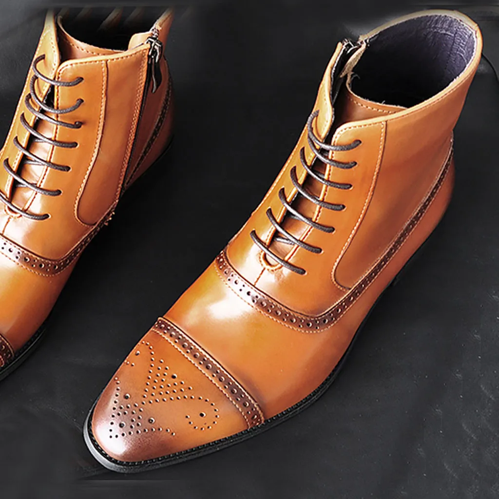 JAYCOSIN/мужские модные ботинки с острым носком; повседневные дышащие ботинки на шнуровке с боковой молнией;#45