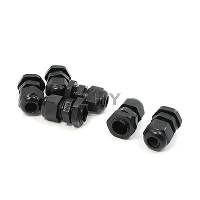 

6 Pcs PG9 Black Plastic 4mm to 8mm Cable Glands Connectors