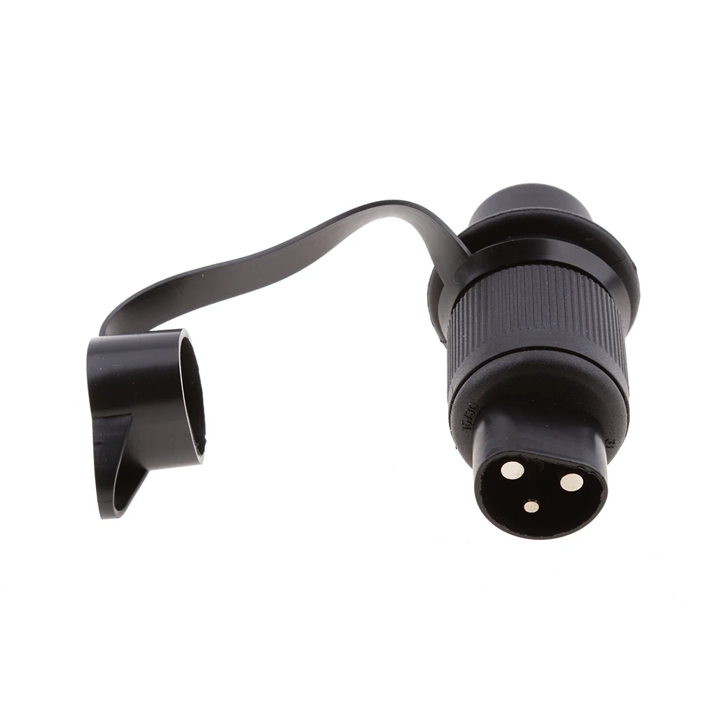 Caravan Truck Boat Tow Electrical Wire Connector 3 Pin Plug Socket Black