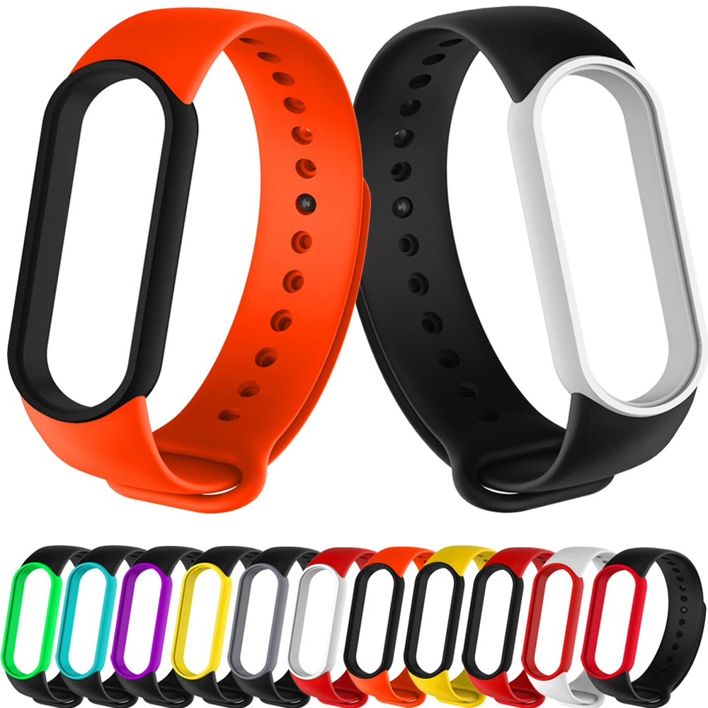 Ремешок силиконовый для Mi Band 5 сменный цветной браслет смарт часов Xiaomi