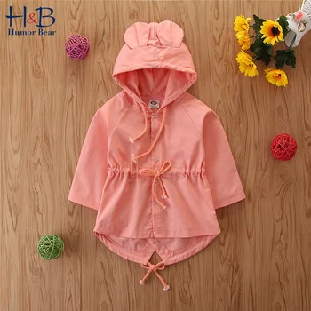 

Humor Bear Children'S Clothing 2020 Girls Spring Autumn Windbreaker Jacket Cute Rabbit Shape Hat Toddler Kids Clothing