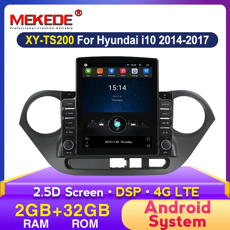 Автомобильный мультимедийный проигрыватель 2.5D Android для Hyundai Grand I10 2013 2014 2015 2016 2017