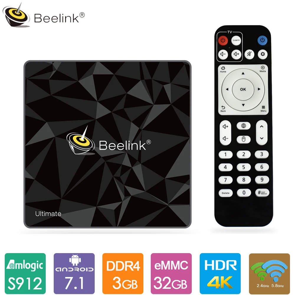 ТВ приставка Beelink GT1 Ultimate Android 7 1 Восьмиядерный процессор Amlogic S912 3 Гб DDR4 ОЗУ 32 ПЗУ