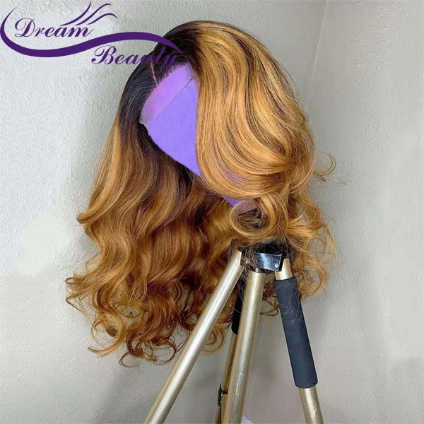 Dream beauty Ombre 13x6 волнистые кружевные передние 180 густые человеческие волосы парики с детскими волосами бразильские волосы remy отбеленные узлы