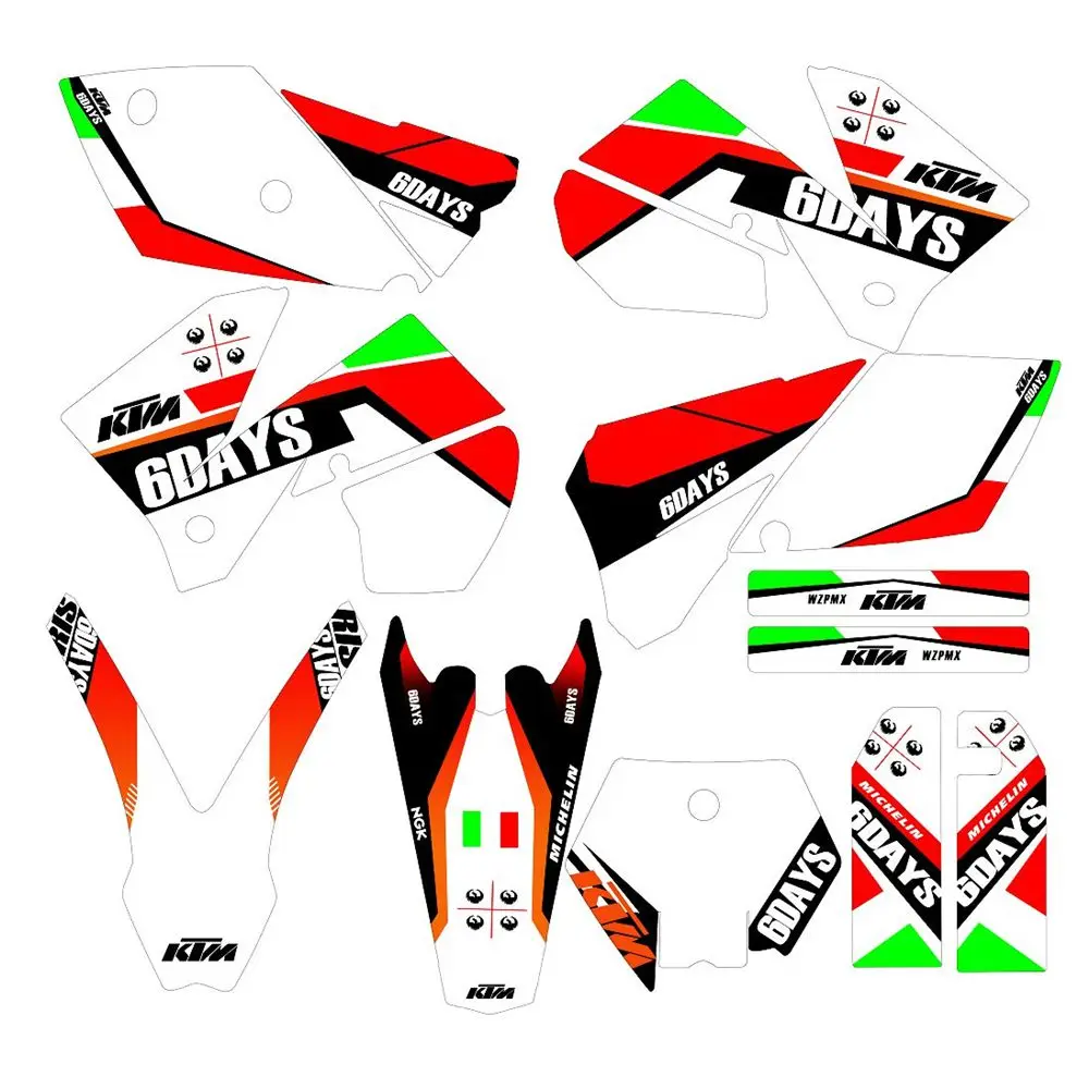 

Full Graphics Decals Stickers Custom Number Name 3M Bright Matte Stickers Waterproof For KTM SX 125 250 450 525 2005 2006