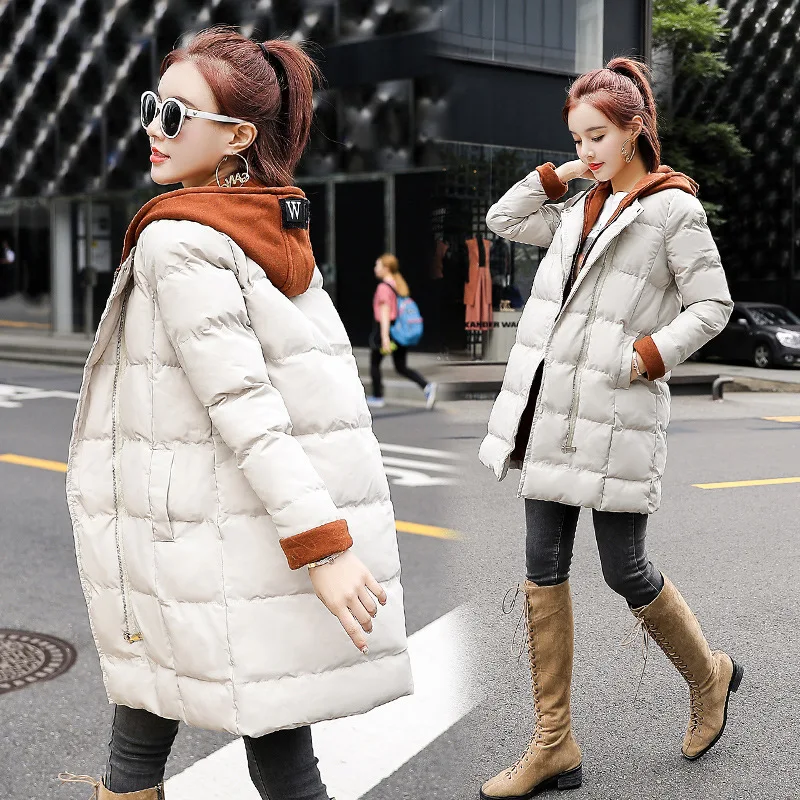

INS Cotton Coat Women's Mid-length Winter 2019 New Style Cotton-padded Clothes Students Loose-Fit Versatile Korean-style Hooded