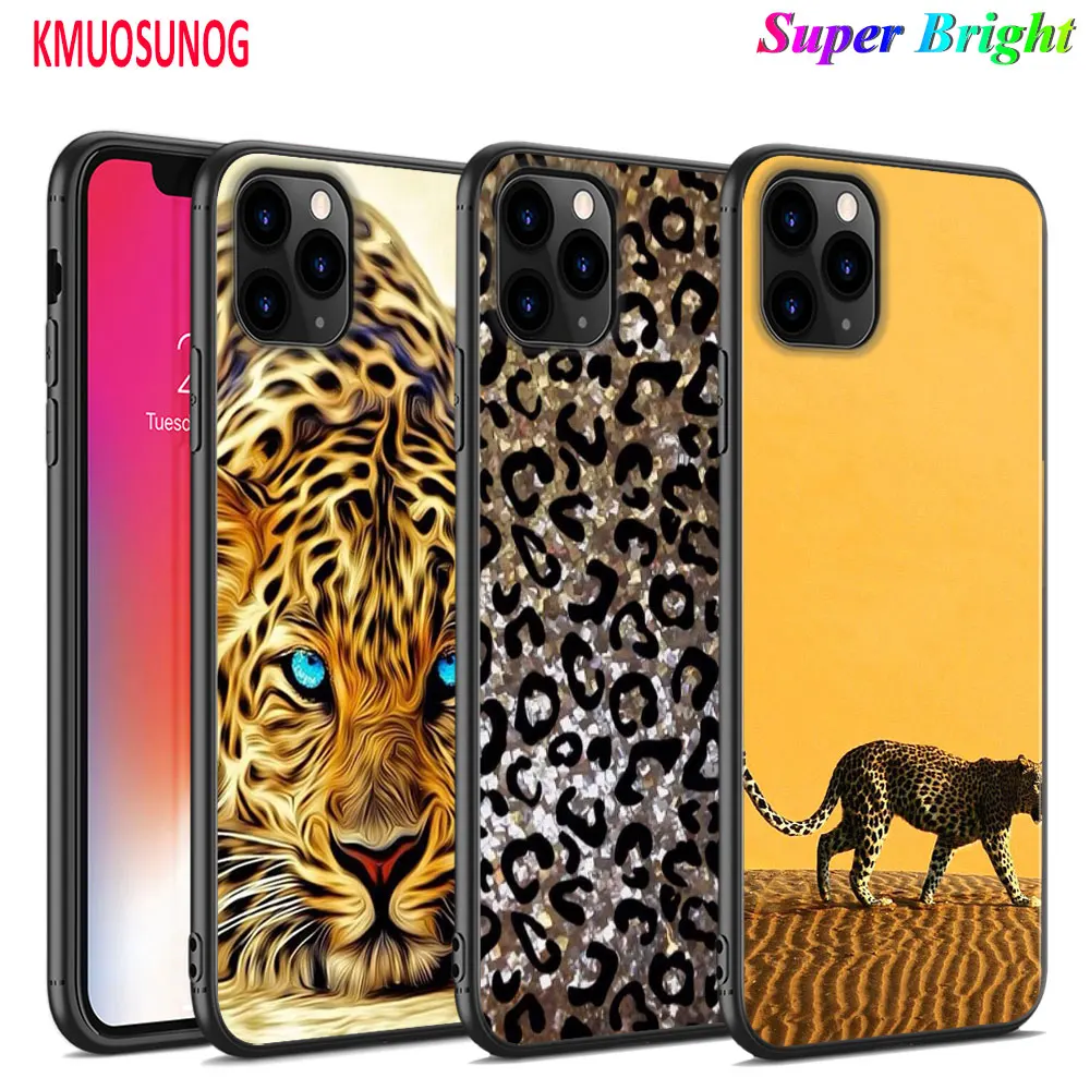 

Black Silicone Case Cheetah leopard Jaguar Fashion for iPhone 11 11Pro XS MAX XR X 8 7 6S 6 Plus 5S Gloss Phone Case Cover