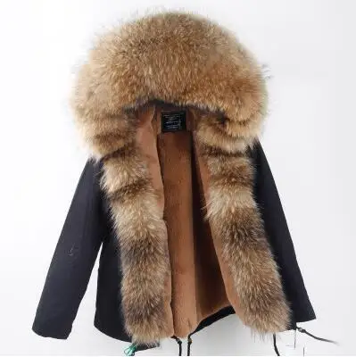 Высококачественная длинная меховая парка, теплая зимняя куртка, пальто для женщин размера плюс, настоящий большой енотовый меховой воротник, с капюшоном, утолщенное пальто, одежда