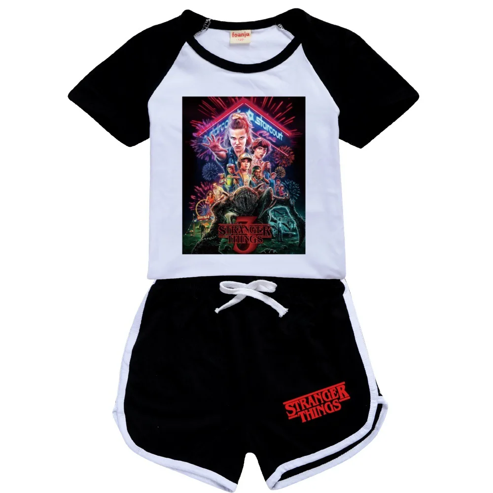 Stranger Things Baby Girl Clothes Polyester Tops Teenage Kids Tshirt Shorts Sport Suit Boys Tees Little Children Home set exercise clothing sets	 Clothing Sets