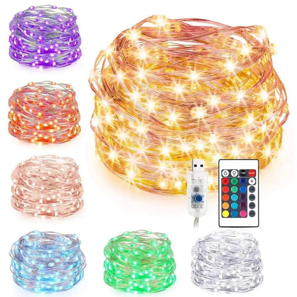 

Colorful Synchronous Copper Wire Led String Light Usb Power Supply Multi-color String Light 24 Key Wireless Remote Control