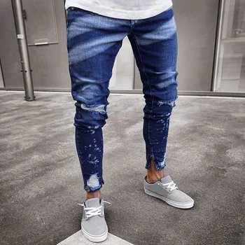 

Stylish Men Ripped Skinny Jeans Destroyed Frayed Slim Fit Denim Pants Trousers FEA889