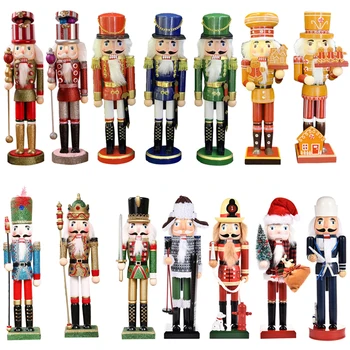 

Wooden Nutcracker Doll Christmas Nutcracker Handpainted Retro Soldiers Figures Puppet Xmas Decor Gift for Home Party #4O