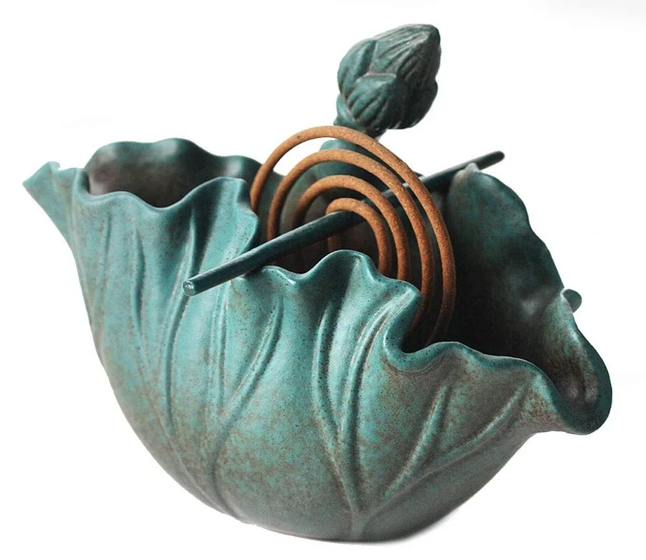 Incense-n-Wish Retro Lotus Mosquito Coil Holder Incense Holder Aroma Burner Vintage Ceramic Handicrafts Dropshipping Decent Gift