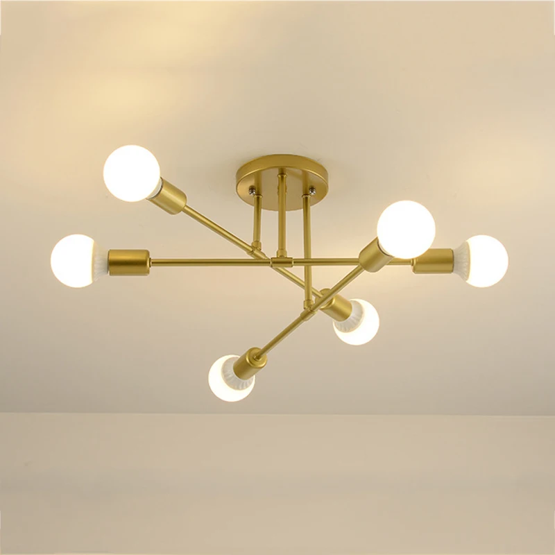 Modern Golden LED Ceiling Lights for Living Room Bedroom Interior E27 Metal Ceiling Lamp for Kitcen Bathroom Corridor 110-220V recessed ceiling