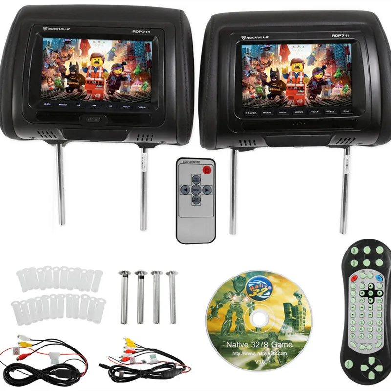 " Черный Автомобильный DVD/USB/HDMI подголовник автомобиля мониторы с ИК передатчиком Встроенные динамики видеоигры fm-передатчик