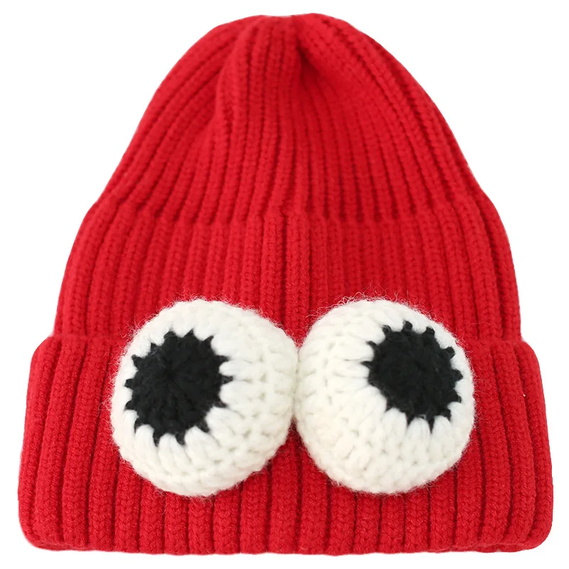 Beanies/детская шапка; теплая зимняя вязаная Милая шапочка для девочек и мальчиков с помпоном и большими глазами; детская повседневная шапка на Хэллоуин; От 1 до 8 лет