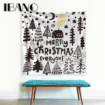 

IBANO Christmas Tapestry Decorations For Home Polyester Wall Hanging Tapestry Wedding Decoration Behind The Tree