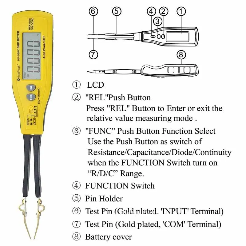 Цифровой тестер изоляции Holdpeak HP 990C SMD мультиметр автоматическое отключение