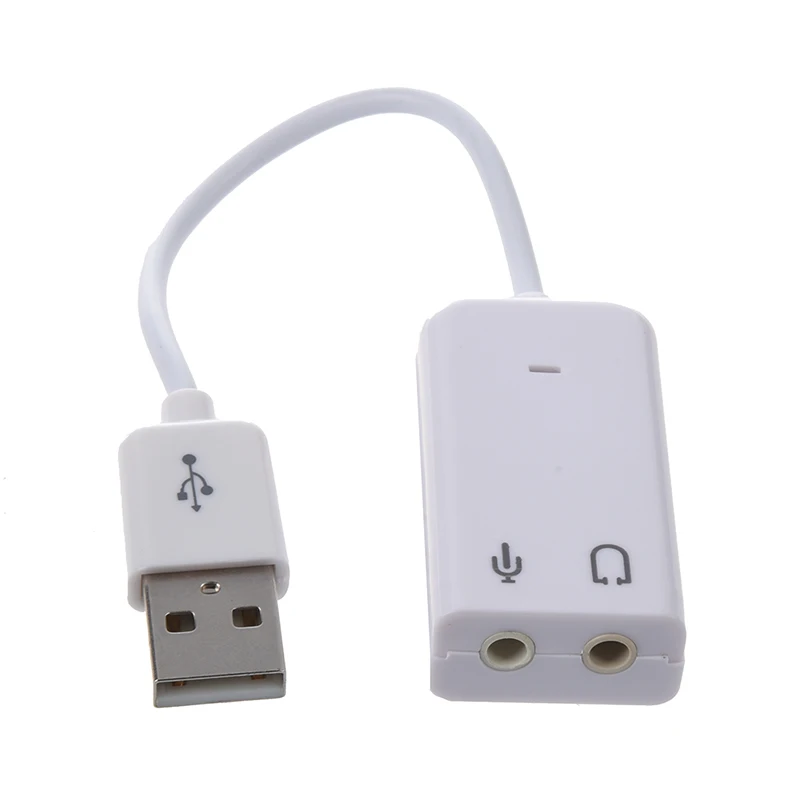 3,5 мм Микрофон Разъем для наушников USB 2,0 Звуковая карта динамик аудио адаптер Белый