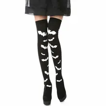 5 стилей, колготки для девочек на Хэллоуин, чулки, белые чулки с изображением ведьмы, скелета кости ног, черные длинные чулки выше колена