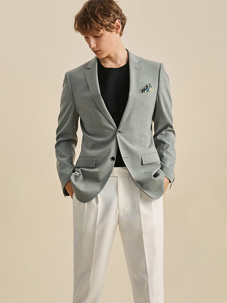 

Костюм мужской однобортный, тонкий серый приталенный деловой Блейзер и брюки, одежда для жениха на свадьбу, лето-осень 2021
