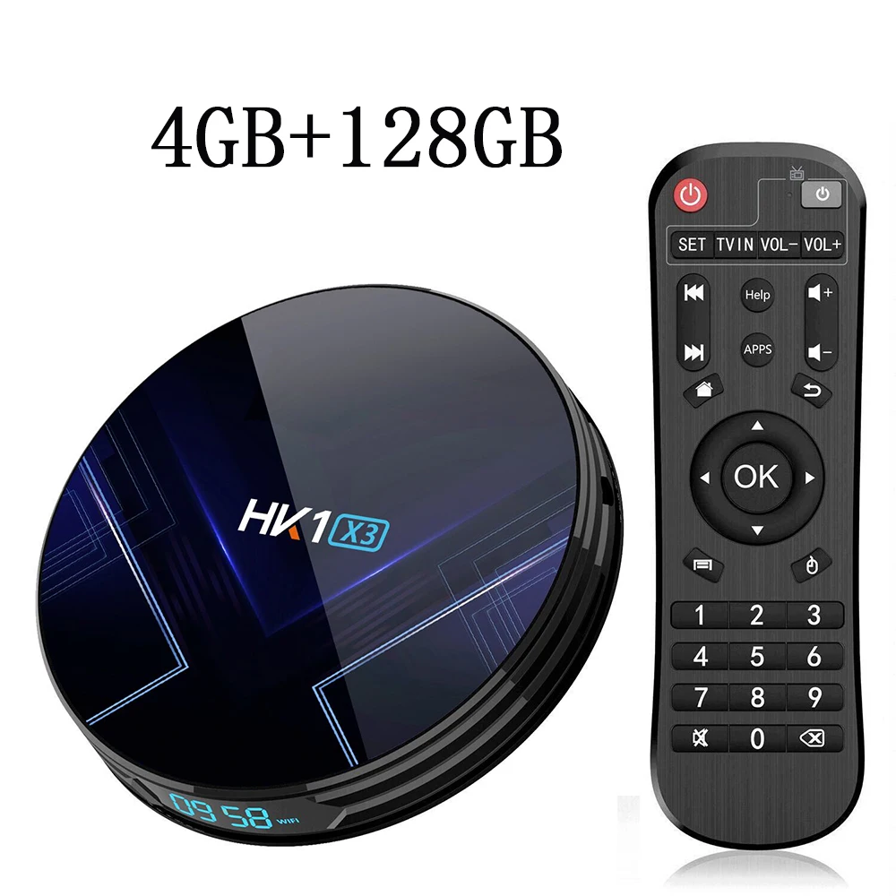 HK1 X3 Android 9,0 ТВ приставка Amlogic S905X3 Смарт ТВ приставка 4K 4GB 128GB H.265 Android приставка медиаплеер двойной Wifi Youtube Netflix - Цвет: 4GB 128GB