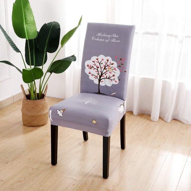 Series Chair Cover for Dining Room Banquet Hotel Kitchen Spandex Stretch Print Chair Covers Removable Washable Seat Decor