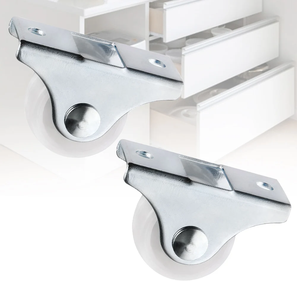 

2PCS Rigid Replacement Caster Wheel Furniture Practical Easy Install Metal Top Plate Shopping Cart Drawer PP Directional Fixed