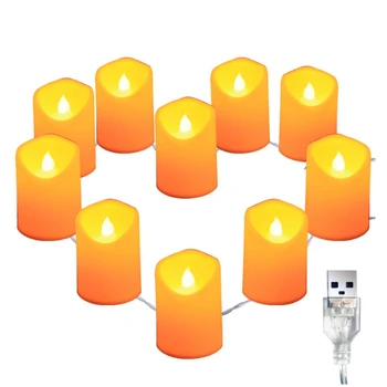 

LED Candles Light, 10 Pack Flameless Candles USB Powered LED Candle,Warm White