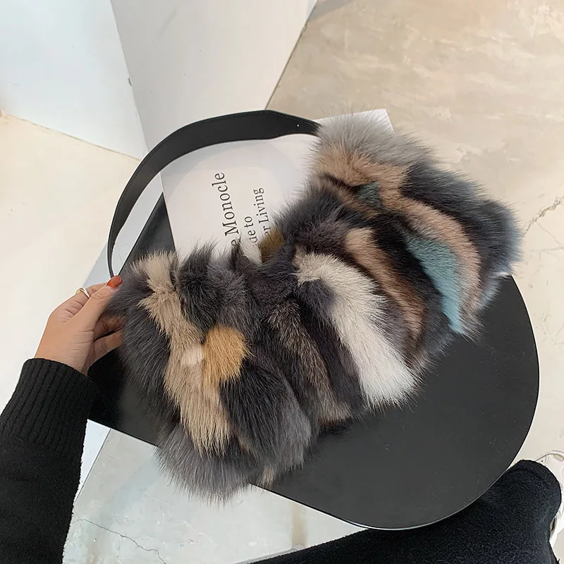 

YILIANEuropean and American fashion true fox fur fur fur women bag temperament joker fur wool bag simple joker shoulder bag