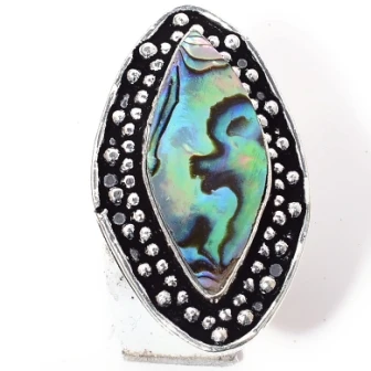 

Abalone Shell Ring Silver Overlay over Copper , Size: 6.5 , R5409