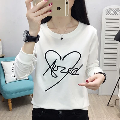 Poleras Mujer De Moda женская футболка с буквенным принтом, розовые женские топы, черная футболка с длинным рукавом и вышивкой, женская одежда размера плюс - Цвет: white