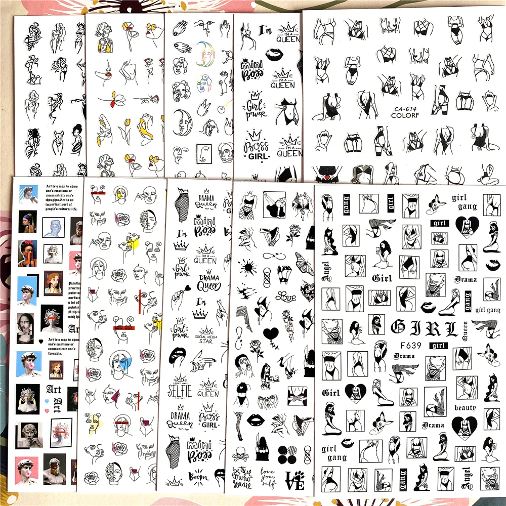 

F-637-638-639 CA-614 Girl gang Fashion sexy beauty 3D Back glue Nail decal Nail sticker Nail decoration Nail art Nail ornament