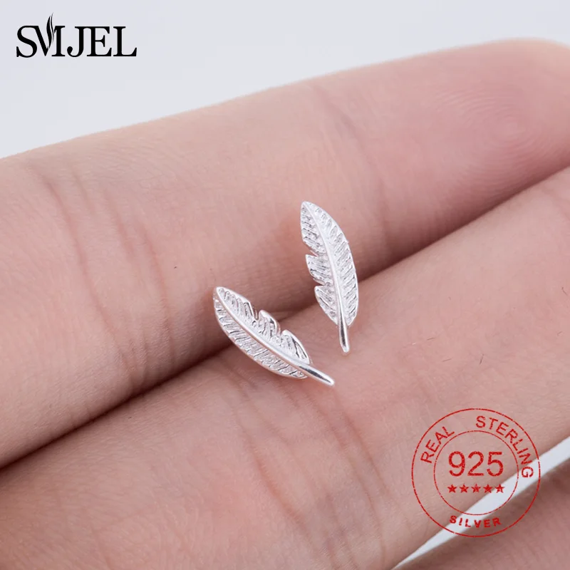 SMJEL, настоящее 925 пробы, серебряные серьги с перьями для женщин, серьги с крестиком в виде сердца, серьги в виде мотоцикла, маленькие ювелирные изделия, подарки для мужчин и детей - Цвет камня: 33