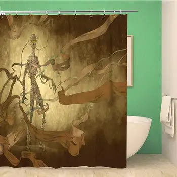

Bathroom Shower Curtain Death The Live Egyptian Mummy in Moonlight Night Animal 60x72 inches Waterproof Bath Curtain Set with