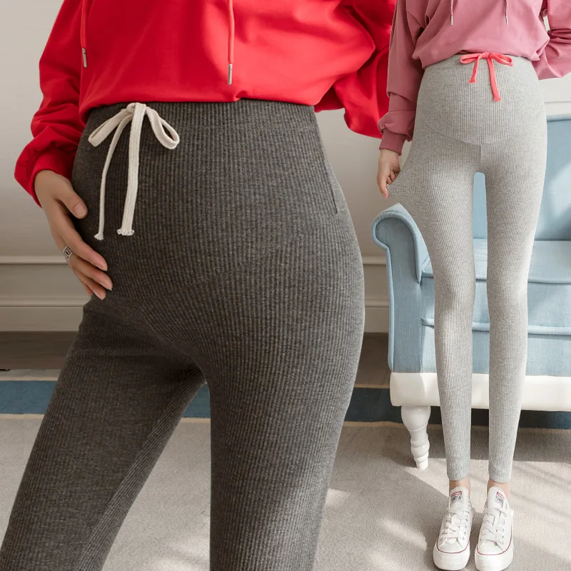 Spring Autumn Drawstring Leggings For Pregnant Women Casual Skinny Trousers Pregnancy Thread Pencil Pants Maternity Clothes
