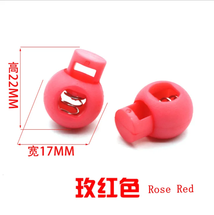 Rose red 100 шт./лот, 25 цветов, пластиковый цветной круглый фиксатор шнура, пружинный фиксатор для 8 мм банджи, амортизирующий шнур, K-355 - Цвет: Rose red