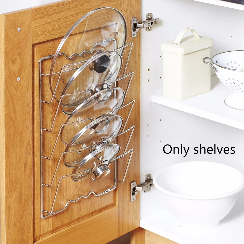Pot Covers Holding Storage Rack Tools Save Space Pan Lid Holder Rustproof Drying Metal Durable Easy Install Kitchen Accessories
