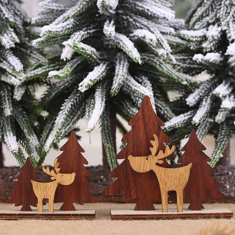 1 комплект Счастливого Рождества кулон Деревянный Рождественская елка украшение "Лось" для Happy год рождественский дом вечерние декора рабочего подарки для детей