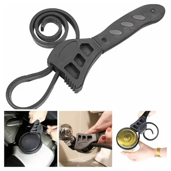 

500mm Black Strap Wrench Clench Grip Jar Opener Pipe Wrench Oil Filter Jar Lids For Any Shaped Opener.