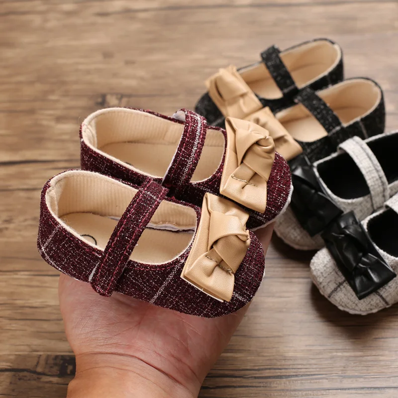 2020 Newborn Baby Girl Crib Shoes Bowknot Soft Princess Cotton Anti-slip Sneaker Prewalker 0-18M |