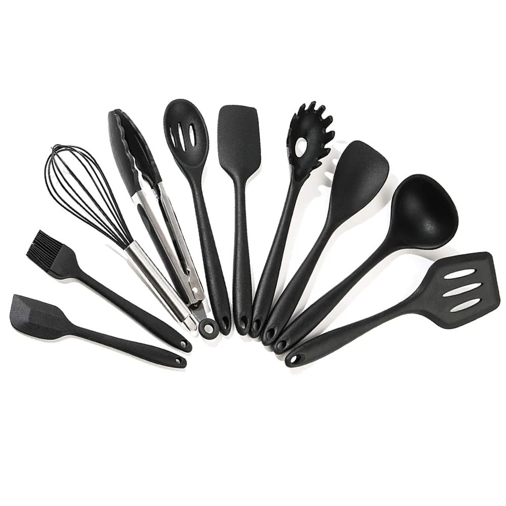 10 Piece Silicone Cooking Utensils Set with Stainless Steel