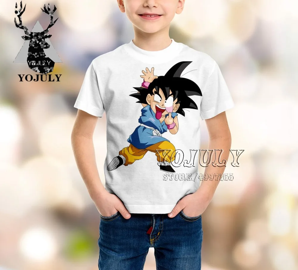 YOJULY Dragon Ball Goku Kiki/аниме Харадзюку, детская одежда с 3D-принтом для маленьких мальчиков и девочек, детская футболка Лидер продаж, модная A414