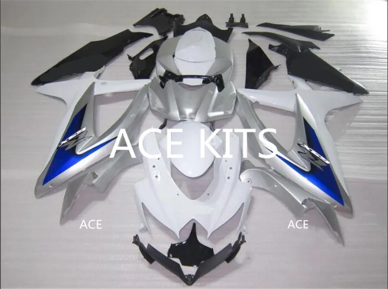 ACE наборы ABS инъекции обтекатели комплект подходит для SUZUKI GSX-R600 GSX-R750 K8 2008 2009 GSX-R600 k8 08 09 серебро p13
