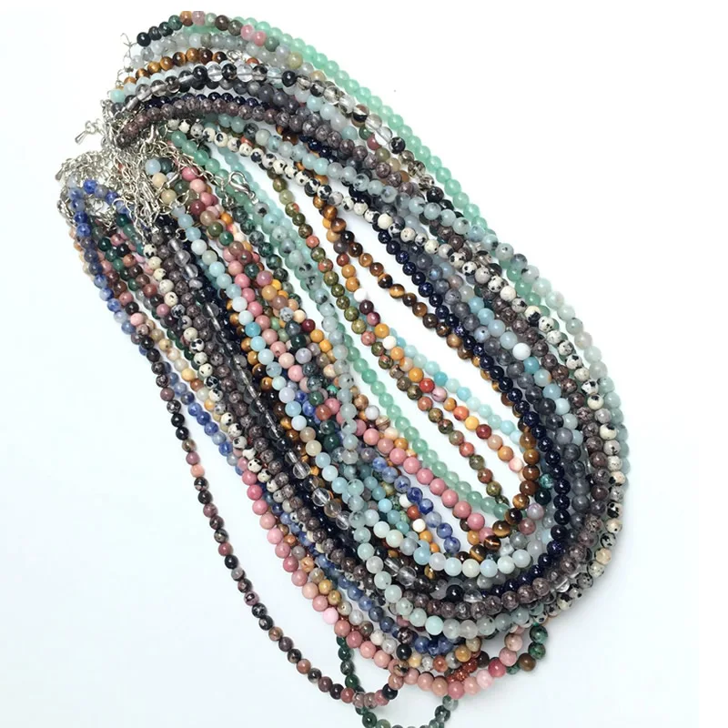 Elegant Multi-Stone Beaded Necklace with Amazonite, Agate, Alabaster, and Lava Stones