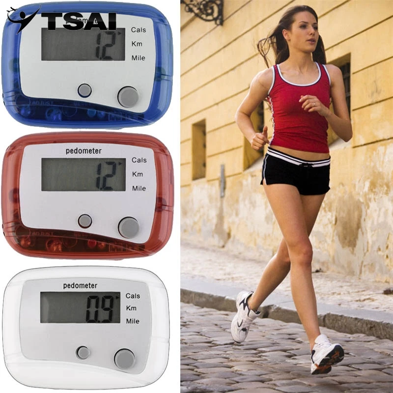 Продвижение цена фитнес Pedomete Мини цифровой ЖК-дисплей тренировки шагомер для бега шаговый счетчик расстояния ходьбы Прямая